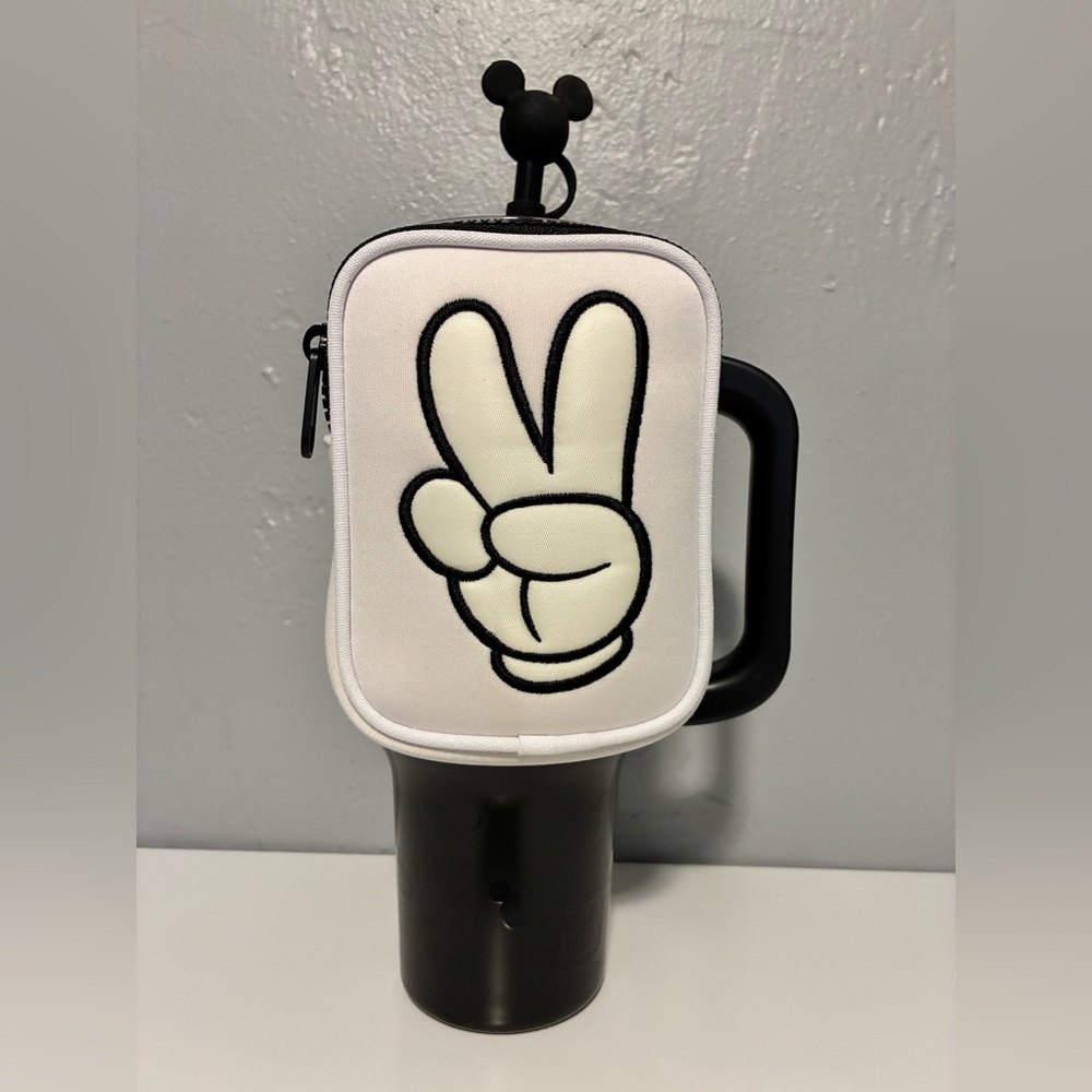 Disney Parks Black Tumbler with Mickey Logo with Mickey Straw and pouch - Picture 3 of 10